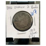 1896 Mexico 2 Reales Silver Coin
