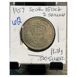 1957 South Africa 2 Shillings Coin