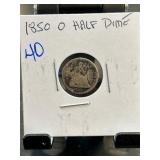 1850-O Liberty Seated Half Dime in Holder