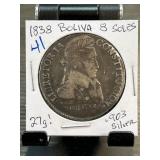 1838 Bolivia 8 Soles Silver Coin