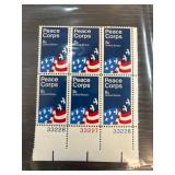 Block of 6 Peace Corps 8c Stamps