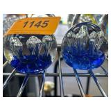 Glass Paperweights with Blue Accents