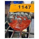 Glass Paperweight With Red and Clear Design