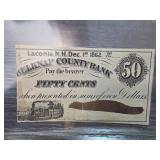 1862 Belknap County Bank 50 Cents Note