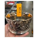 Ornate Silver-Tone Bowl wine Bottle Holder Grape M