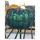 Green Glass Pumpkin Figurine Paperweight