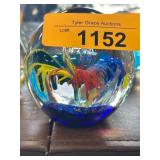 Multicolored Glass Art Sphere With Abstract Design