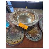 Reed & Barton Metal Bowl and Trivets Set