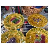 French Majolica Plates with Fruit Motifs
