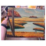 Oil Painting of Marshland Landscape