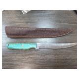Handcrafted Blade with Sheath and Green Handle