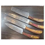 Four Damascus Steel Knives