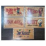 Five Vintage Wooden Novelty Signs