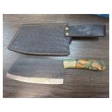 Handcrafted Cleaver Knife with Leather Sheath