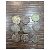 Nine Ancient Roman Coins