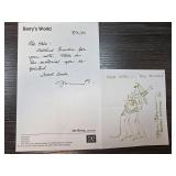 Jim Berry Cartoon Sketch and Signed Note
