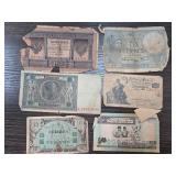 Six Assorted Vintage Banknotes