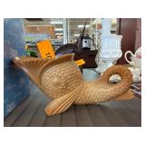 Fish-Shaped Slag Vase in Brown Tones