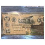 Damaged $10 Confederate States Currency Note