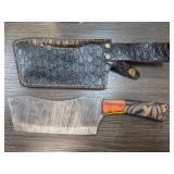 Damascus Steel Cleaver With Decorative Handle