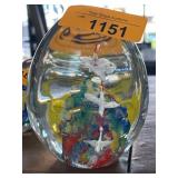 Decorative Glass Paperweight with Flying Birds