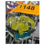 Glass Paperweight With Floral Motif