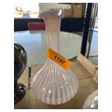 Glass Vase with Ribbed Design and Flared Rim