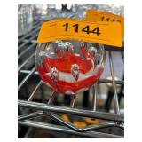 Clear Glass Paperweight With Red Accents