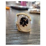 Gold-Fill Ring with Oval Stone and Dark Inclusions