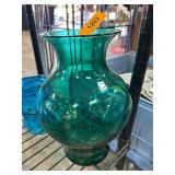Green Glass Vase with Flared Rim