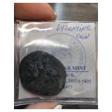 Ancient Byzantine Coin in Protective Sleeve