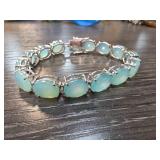 Sterling Silver Bracelet With Blue-Green Gemstones