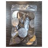 Foreign Coins in Clear Plastic Bag