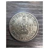 1941 British One Shilling Coin
