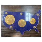 1776-1976 Bicentennial Coin Set in USA Shape