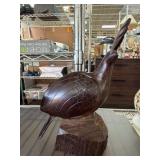 Hand-Carved Heavy Wood Bird Figurine
