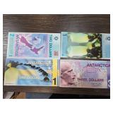 Four Antarctica Dollar Specimen Bills