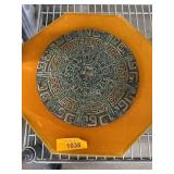 Circular Aztec Stone with Geometric Patterns