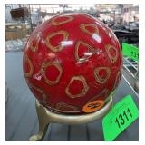 Red Decorative Sphere with Gold Stand