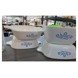 4 Cornflower Corning Ware P-43-B Casserole Dishes