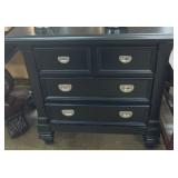 Black Three-Drawer Chest with Silver Pulls