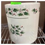 Japanese Utensil Holder Jar with Holly Design
