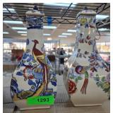 Peacock Masonï¿½s Ironstone Vases with Lids