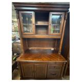 Wood Desk and Hutch with Glass Doors
