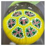 Glass Paperweight with Floral Millefiori Design