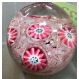 Glass Paperweight With Pink Millefiori Design
