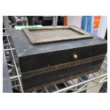 Wooden Decorative Hinged Box With Brass Accents