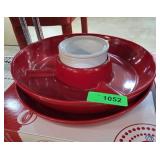 2 Boxed Red and Black Chip and Dip Trays