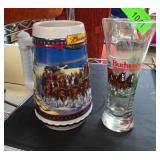 2002 Budweiser Holiday Stein and Glass Set