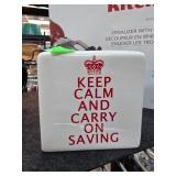 Ceramic Money Bank with ï¿½Keep Calmï¿½ Design